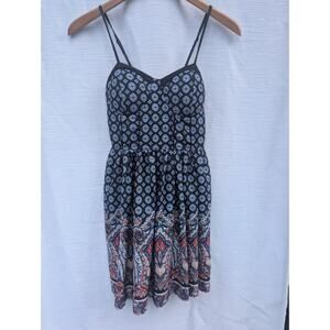 American Rag Cie Womens Fit Flare Mini Dress Sz XS Baby Doll Boho‎ Smocked Back
